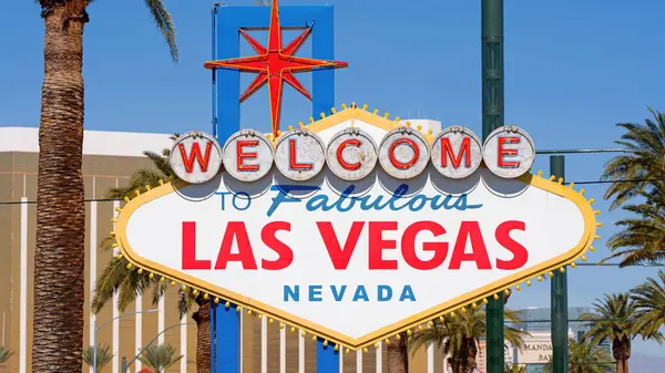 Las Vegas Welkom Teken Een Beroemde Bezienswaardigheid Reizen Fotografie — Stockfoto