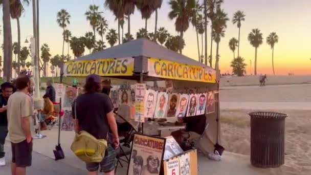 Meravigliosa Venice Beach California Con Oceanfront Walk Tramonto Los Angeles — Video Stock
