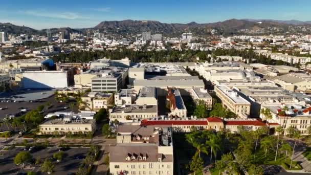 Flight Paramount Studios Melrose Avenue Los Angeles Drone Footage Los — Vídeo de Stock