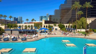 Luxor Hotel Las Vegas 'taki havuz ve spa alanı - LAS VEGAS, ABD - 31 Ekim 2023