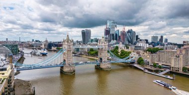 Aerial view over Tower Bridge and River Thames in London - travel photography clipart