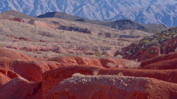 アリゾナ砂漠の赤い岩と砂岩の典型的な風景 旅行写真 — ストック動画
