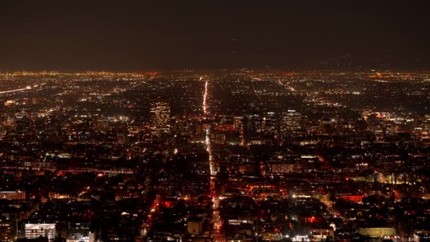 Los Angeles Bei Nacht Beeindruckende Aussicht Lichter Der Stadt Reisefotos — Stockvideo