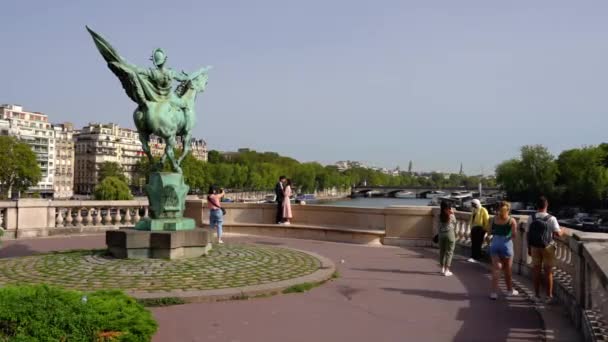 Famous Bir Hakeim Bridge River Seine Paris Παρίσι Γαλλία Σεπτεμβρίου — Αρχείο Βίντεο