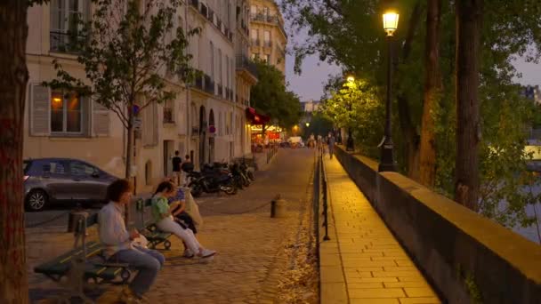 パリのセーヌ川を渡る素晴らしい夜景 フランス セプター 2023 — ストック動画