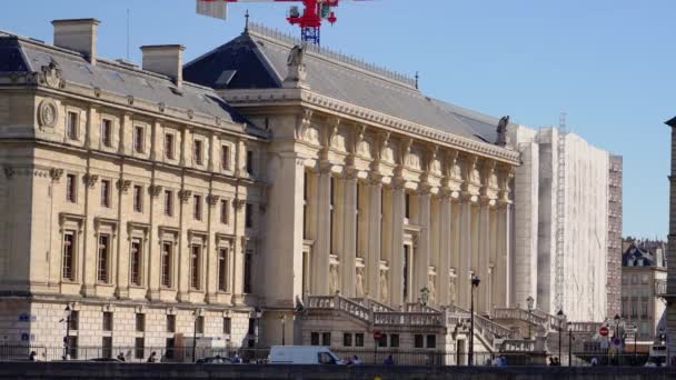 Palácio Cidade Paris Chamado Palais Cite Com Palácio Justiça Paris — Vídeo de Stock