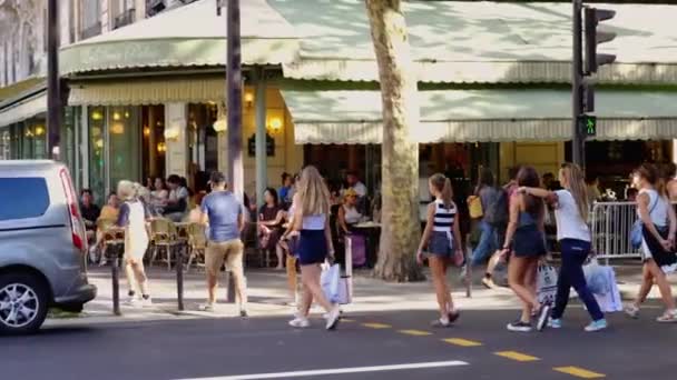 Επαρχια Παρίσι Germain Καφετέριες Και Μικρά Εστιατόρια Paris France September — Αρχείο Βίντεο