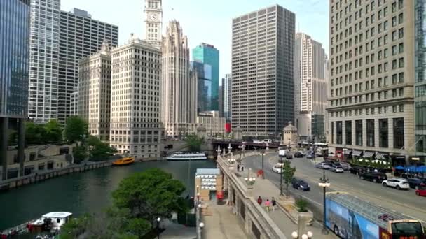 Chicago Riverwalk Downtown Chicago Illinois June 2023 Stock Video