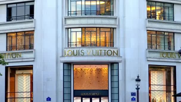 Louis Vuitton Store Champs Elysee Avenue Paris Paryż Francja Wrzesień — Wideo stockowe