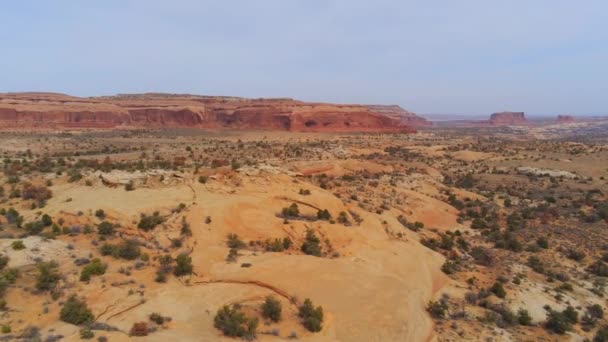 Beautiful Landscape Arches National Park Moab Its Yellow Sandstones Aerial — Stock Video