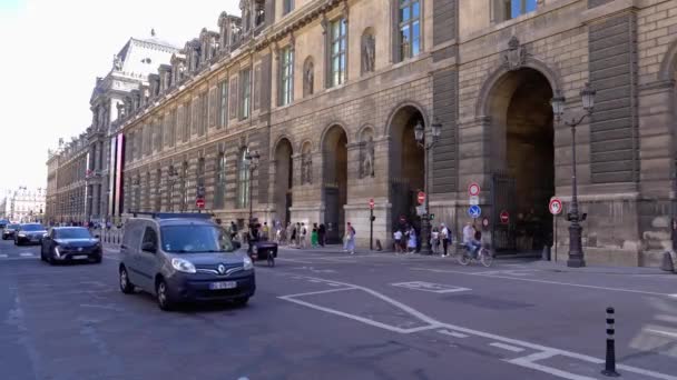 Вид Улицу Парижа Районе Лувр Париж Франция Сентябрь 2023 — стоковое видео
