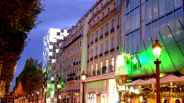 Famous Champs Elysee Avenue Paris Night Paris France September 2023 — Stock Video