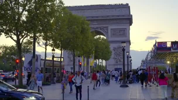 Arco Triunfo Cidade Paris Vista Noturna Paris França Setembro 2023 — Vídeo de Stock