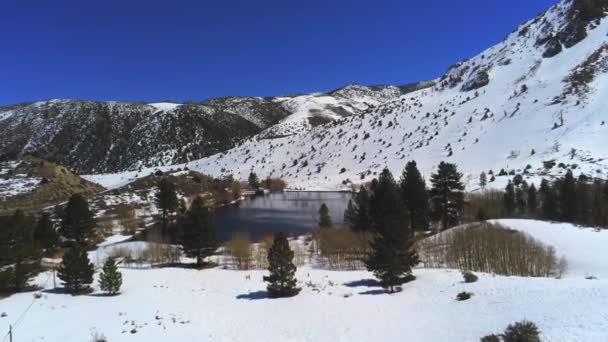 Vuelo Sobre Montañas Nevadas Sierra Nevada California Vista Aérea — Vídeo de stock
