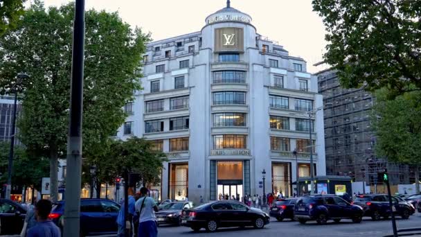 Louis Vuitton Store Champs Elysee Avenue Paříži Paříž Francie Září — Stock video