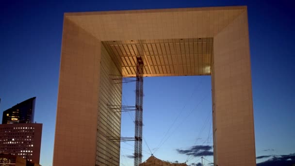 Célèbre Arche Dans Quartier Défense Paris Dans Soirée Paris France — Video