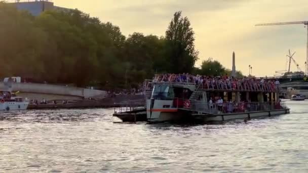 Flod Seine Cruises Paris Paris Frankrike September 2023 — Stockvideo