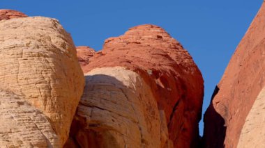 Nevada 'daki Red Rock Kanyonu' nun kırmızı ve sarı kumtaşları. Seyahat fotoğrafçılığı.