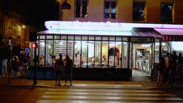 Het Quartier Latin Parijs Een Populaire Plek Nachts Parijs Frankrijk — Stockvideo