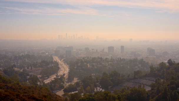 Vista Sobre Los Ángeles Día Niebla Fotografía Viaje — Vídeos de Stock