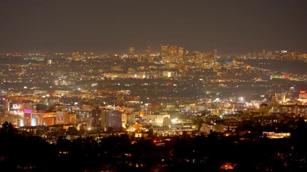 Los Angeles Notte Vista Impressionante Luci Della Città Fotografia Viaggio — Video Stock