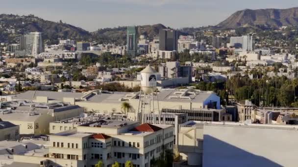 Vlucht Beroemde Paramount Pictures Hollywood Los Angeles Drone Beelden Los — Stockvideo