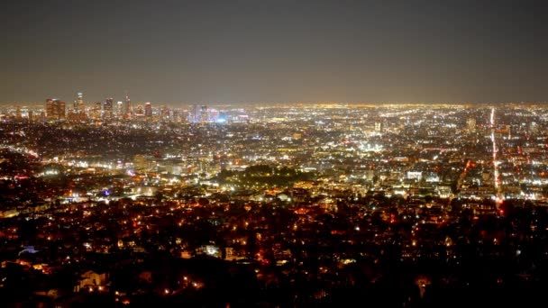 Wunderbarer Blick Über Die Pulsierende Stadt Los Angeles Bei Nacht — Stockvideo