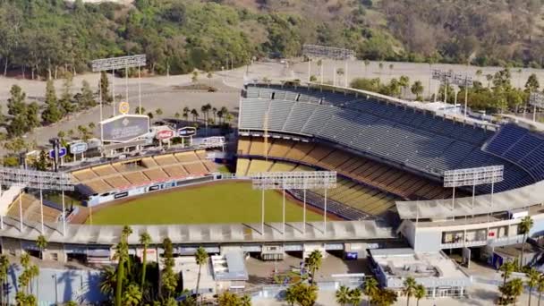 Vlucht Het Dodgers Stadium Los Angeles Los Angeles Drone Beelden — Stockvideo
