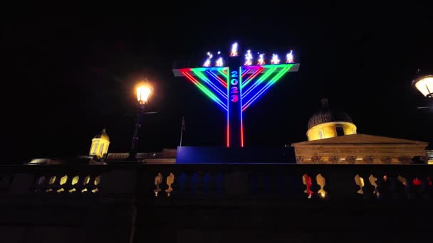 Hanukkah Candles London Jewish Festival Commemorating Recovery Jerusalem London United — Stock Video
