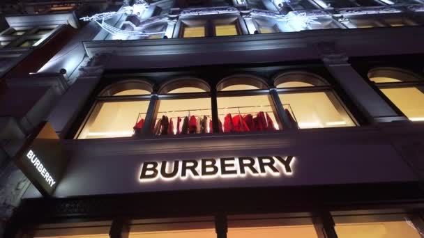 Burberry Store Londýně Noci Londýn Spojené Království Prosince 2023 — Stock video