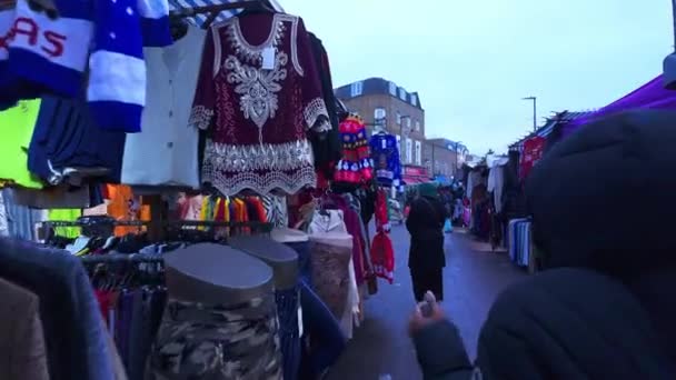 Ринок Рідлі Роуд Дальстоні London United Kingdom December 2023 — стокове відео