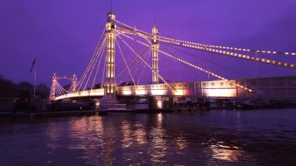Albert Bridge London Βράδυ London Ηνωμένο Βασίλειο Δεκεμβρίου 2023 — Αρχείο Βίντεο