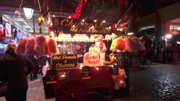 Rosquillas Calientes Churros Mercado Navidad Londres Londres Reino Unido Diciembre — Vídeos de Stock