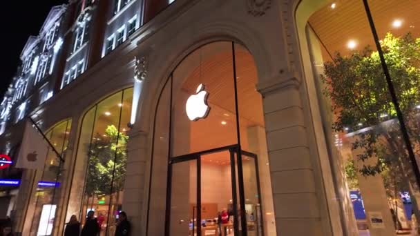 Sklep Apple London Knightsbridge Nocy London Zjednoczone Królestwo Grudnia 2023 — Wideo stockowe