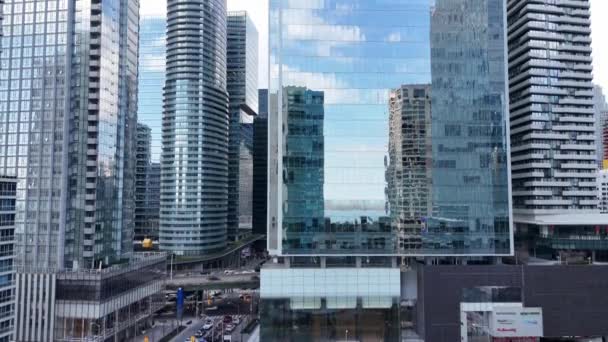 Moderne Kantoorgebouwen Torens Het Financiële District Toronto Canada Luchtfoto Toronto — Stockvideo