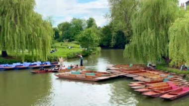Cambridge 'deki River Cam üzerindeki Gondol gezileri popüler bir turistik ilgi odağı - CAMBRIDGE, ENGLAND BİRLİK KINGDOM - 26 Mayıs 2024
