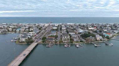 Wilmington North Carolina 'daki Wrightsville Sahili hava manzaralı.