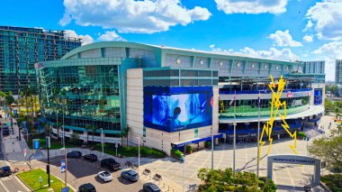 Amalie Arena in Downtown Tampa Florida aerial view - TAMPA, USA - OCTOBER 31, 2024 clipart