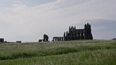 Whitby Abbey manzaralı harabeler Kuzey York Moors Ulusal Parkı, Whitby, İngiltere