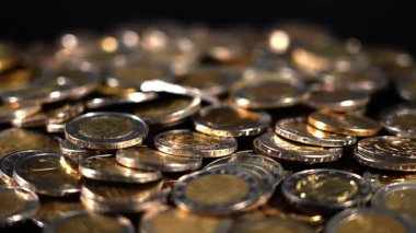 Birçok Avro sikkesi tasarruf, zenginlik veya yatırımı simgeleyen büyük bir yığın oluşturuyor