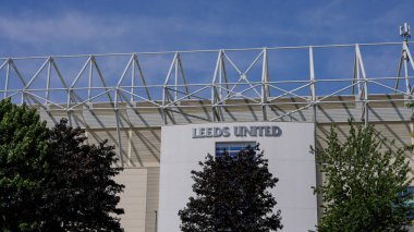 LEEDS, İngiltere - 12 Haziran 2025 - Elland Road Stadyumu, İngiltere 'nin West Yorkshire şehrinde bulunan Leeds United Futbol Kulübü' ne ev sahipliği yapıyor.