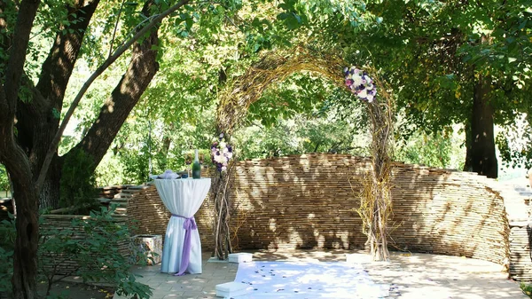 Arco Casamento Para Cerimônia Decorações Feitas Flores Reais Foto Alta — Fotografia de Stock