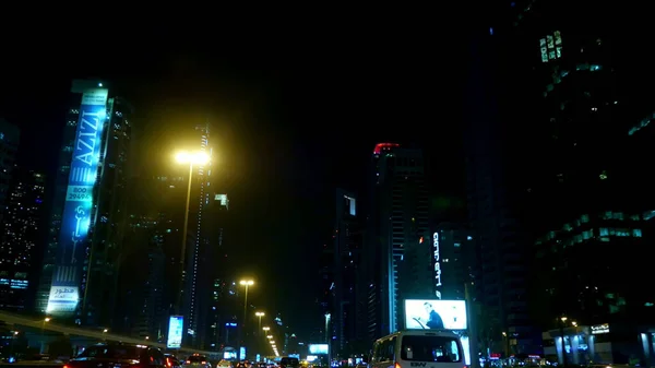 Ноября 2017 Года Ночной Город Дубай Дороги Освещены Фонарями Много — стоковое фото
