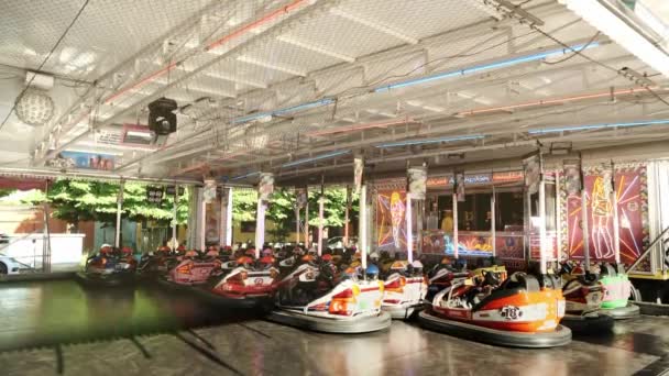 Biella Italy June 2022 Bumper Cars Attraction Amusement Park Thrill — Stock Video