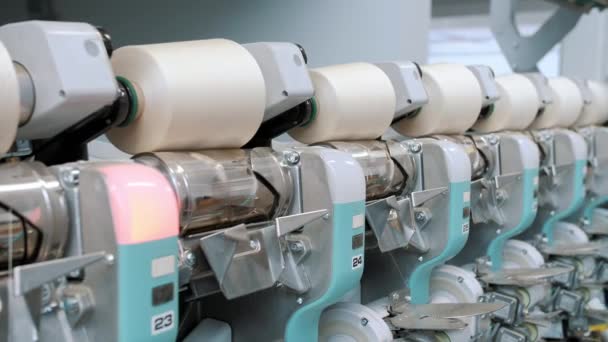 Fábrica Textil Procesos Fabricación Hilados Producción Hilos Producción Hilado Equipo — Vídeo de stock