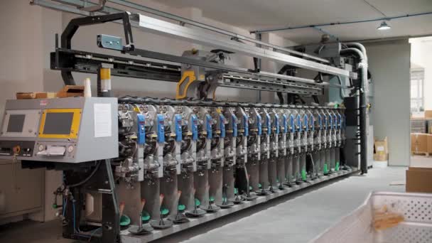 Equipo Fábrica Textil Fábrica Textil Producción Hilado Procesos Fabricación Hilados — Vídeos de Stock
