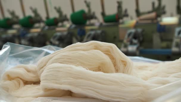 Produção Fios Processos Fabricação Fios Produção Giratória Equipamento Fábrica Têxtil — Vídeo de Stock