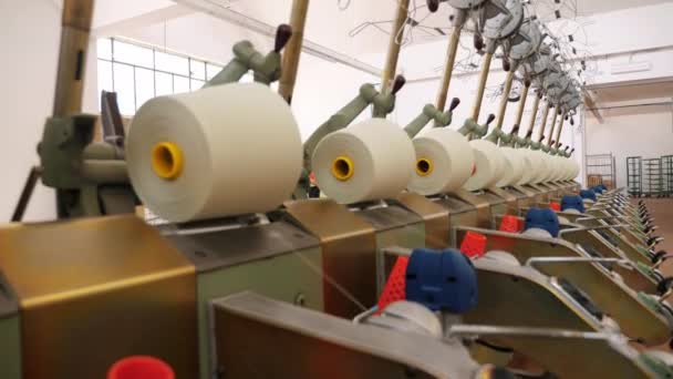 Fábrica Textil Procesos Fabricación Hilados Producción Hilos Producción Hilado Equipo — Vídeos de Stock