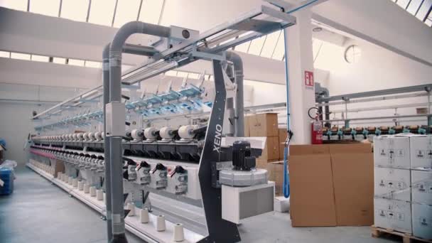 Processos Fabricação Fios Produção Fios Equipamento Fábrica Têxtil Fábrica Têxtil — Vídeo de Stock