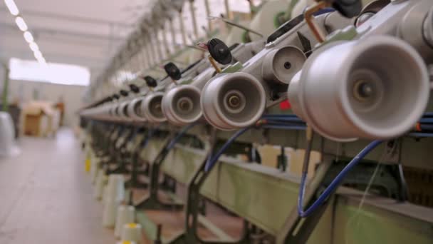 Procesos Fabricación Hilados Equipo Fábrica Textil Producción Hilado Producción Hilos — Vídeo de stock